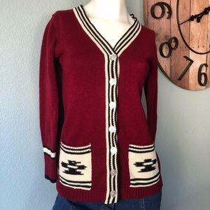 Vintage 70’s prep burgundy cardigan